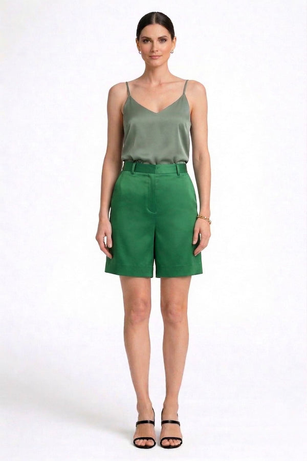 green dress shorts S Emerald Satin – Tailored High Waist Luxury Shorts AgelessBohoGlam Cami Lace Dress (Black) To achieve this Size:15