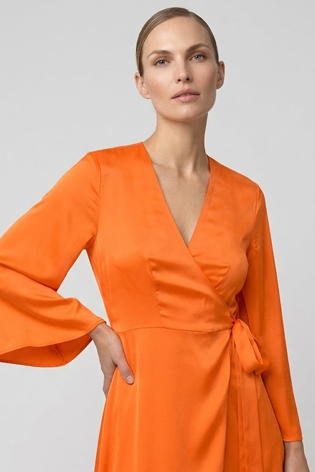 flattering wrap dress Orange Wrap Dress Plus Size