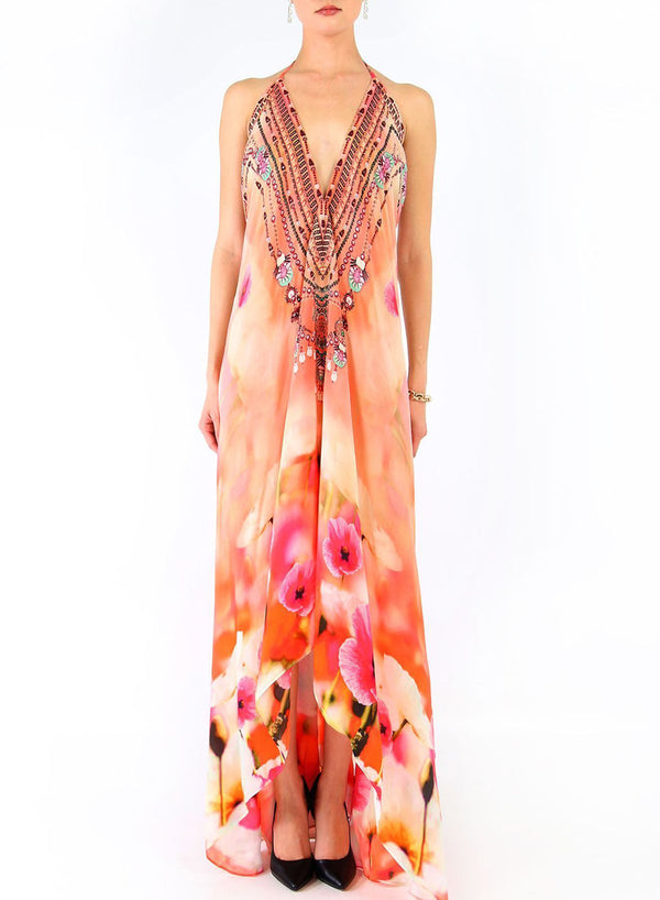 long summer dresses for women, plunge neck cocktail dress, Shahida Parides,