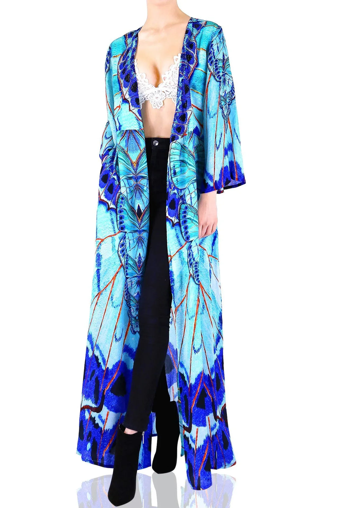 blue wrap maxi dress S