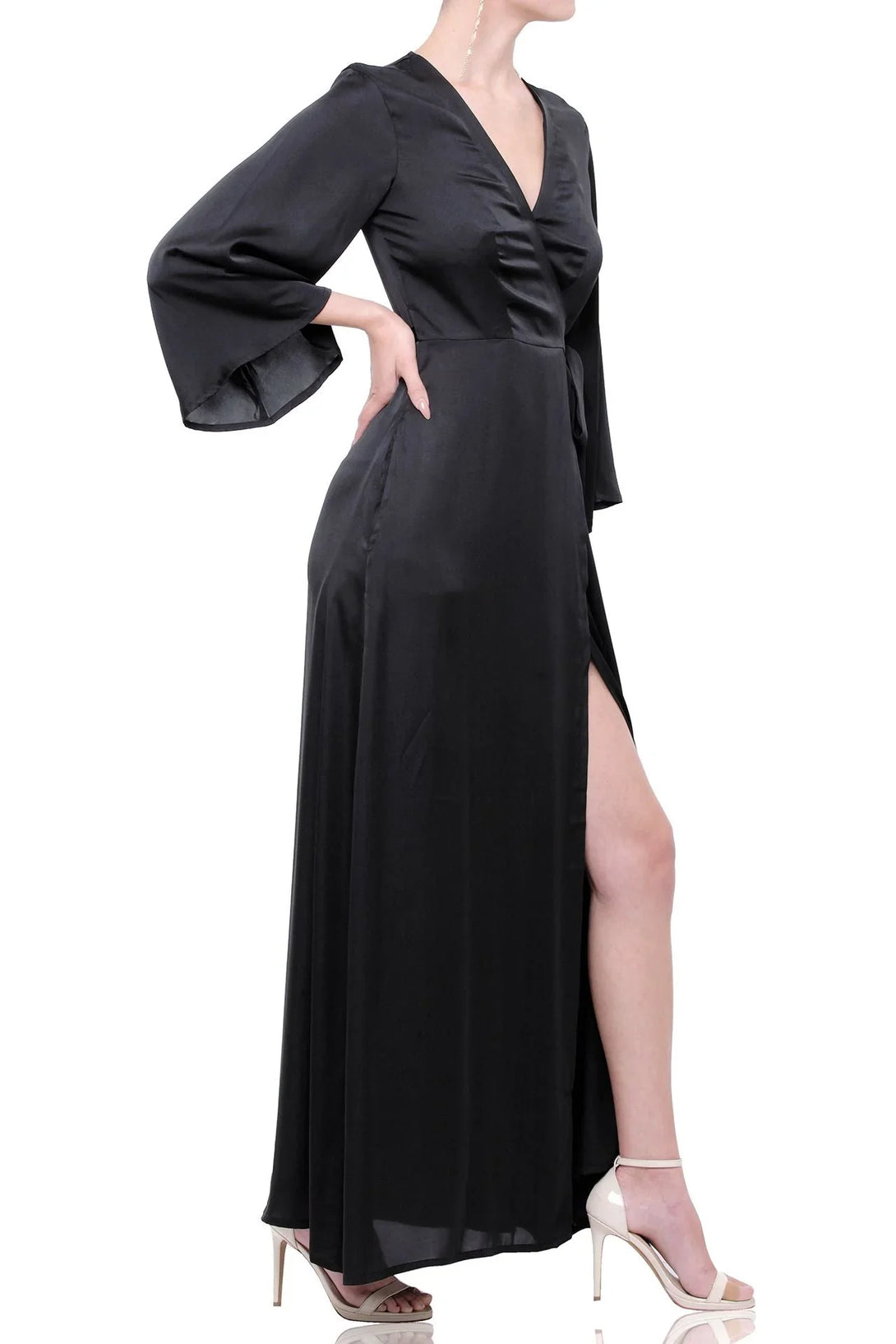 Caviar Black Wrap Maxi Dress for Women