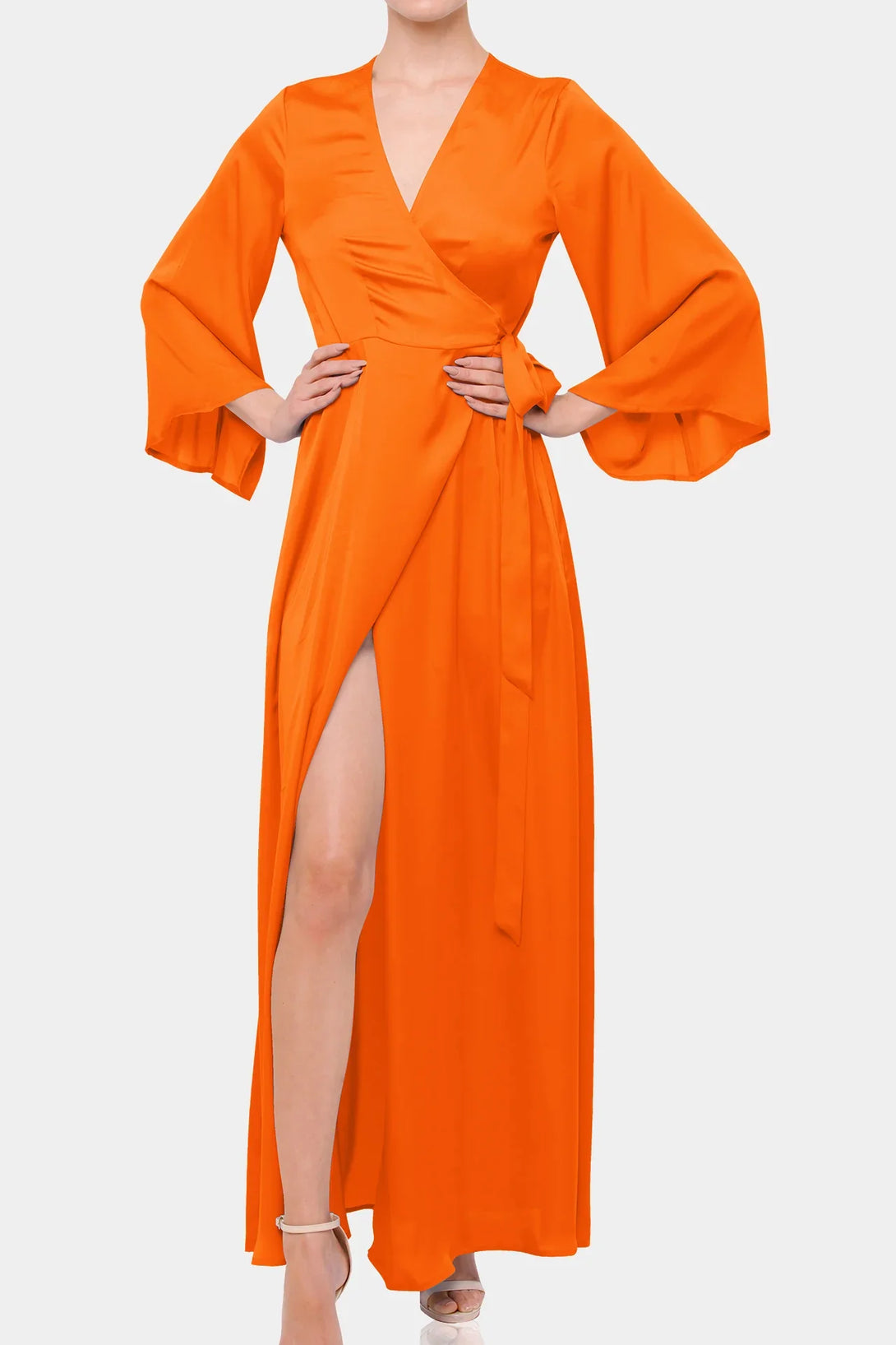 Orange Wrap Maxi Dress for Women | Shahida  Shahida Parides
