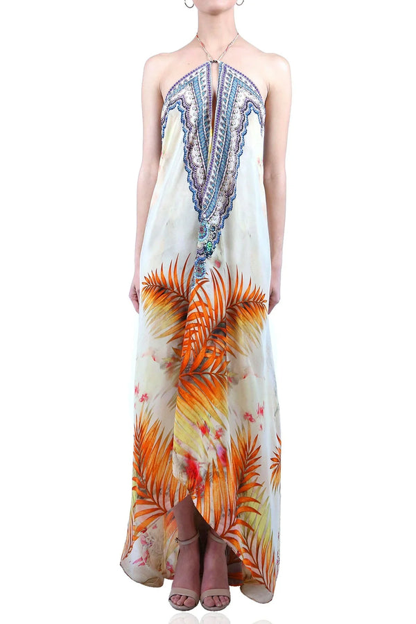 maxi dress, long silk dress, Shahida Parides, halter maxi dress, long flowy dresses,