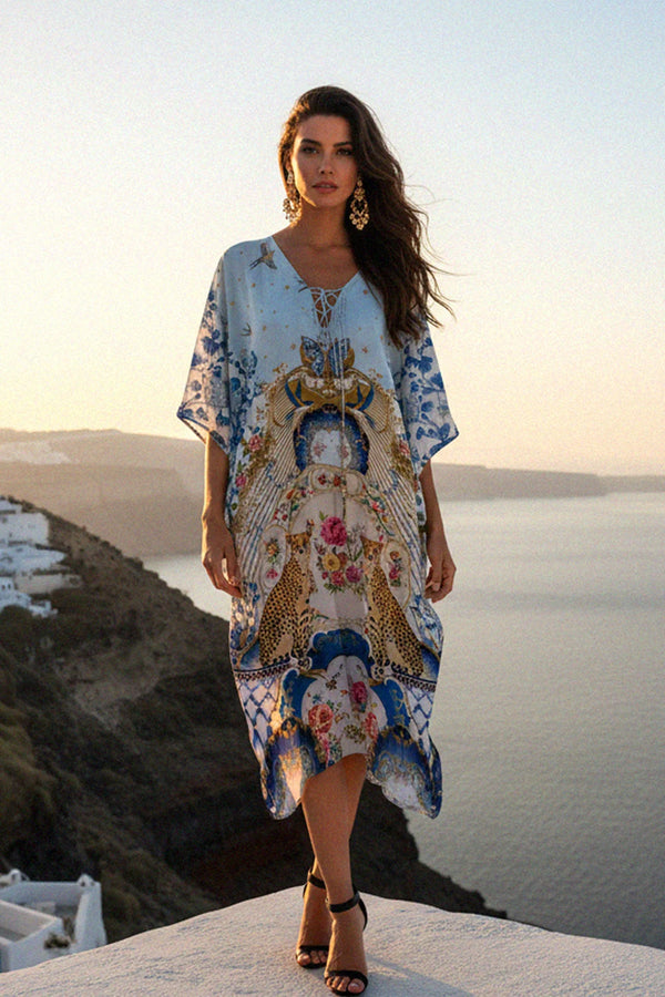 Blue Caftan Cocktail Dress