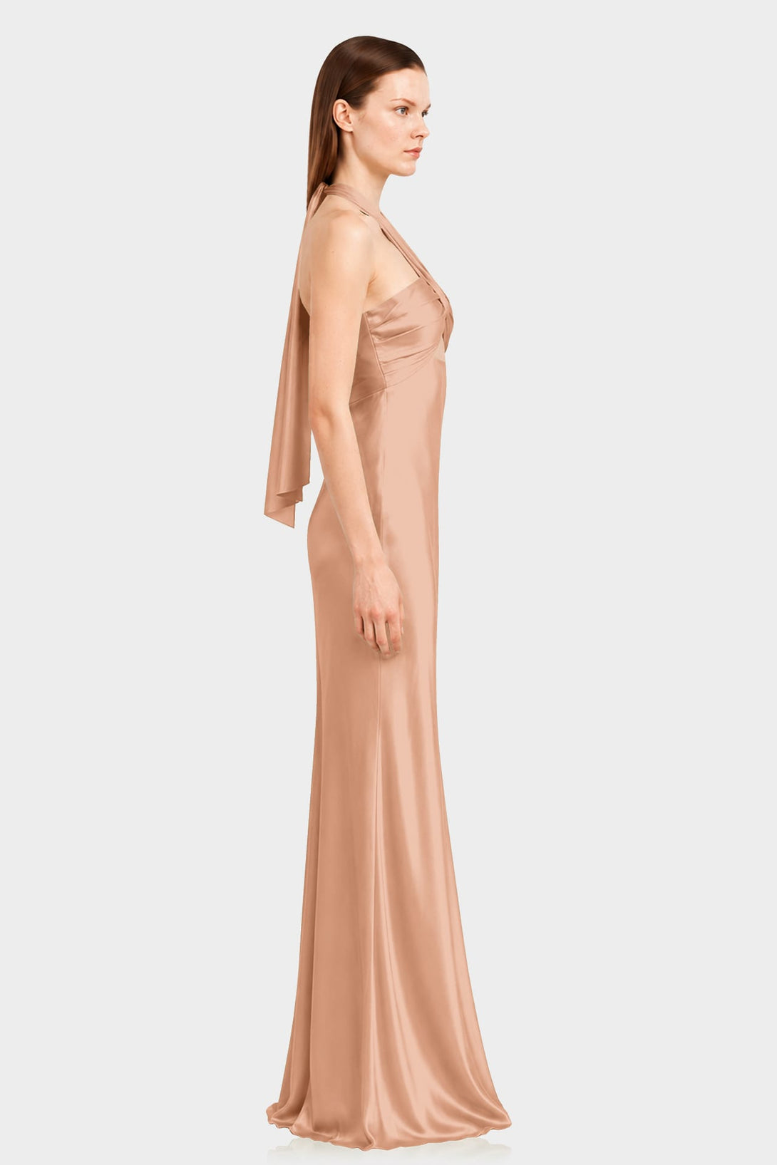 bronze dress formal S Twisted Front Cut Out Satin Maxi Size:7 - 8 Years (122 - 128 CM) Grey High Quality Dress cowboy wear Floor length