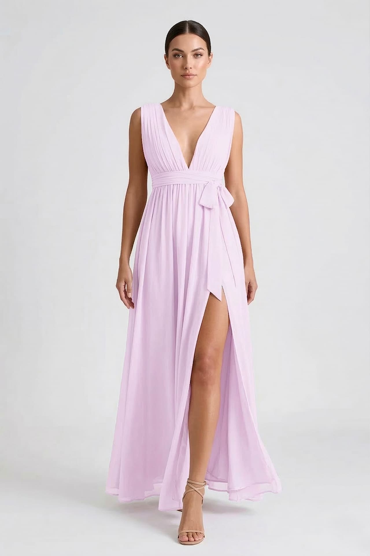 Frosted Lilac Bridesmaid Dress V-Neck Maxi | Shahida Shahida Parides Frosted Lilac Bridesmaid Dress V-Neck Maxi | Shahida Shahida Parides