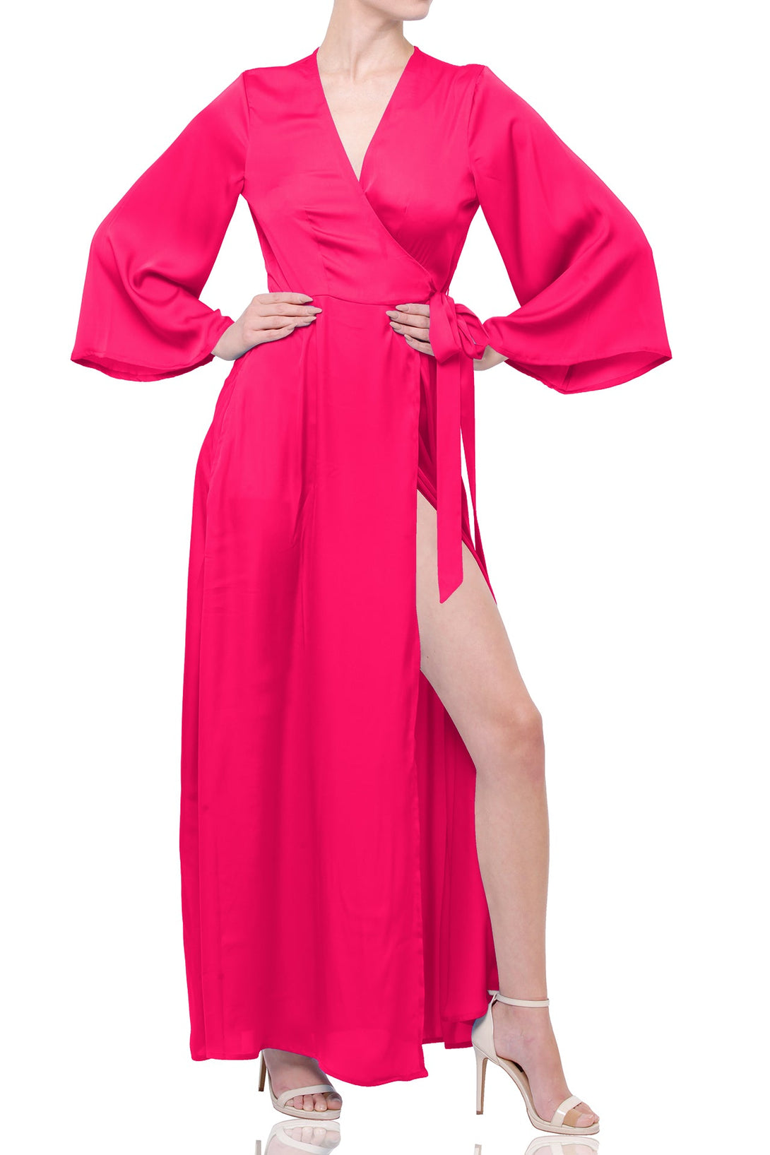 fuchsia flowy dress La Femme main image 1
