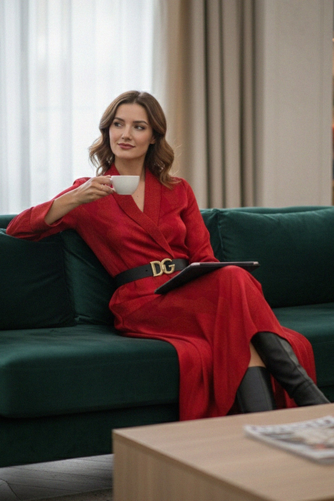 blood stone print, luxury robe, vegan silk, cupro fabric, shahida kyle richards, long dress, sustainable clothing