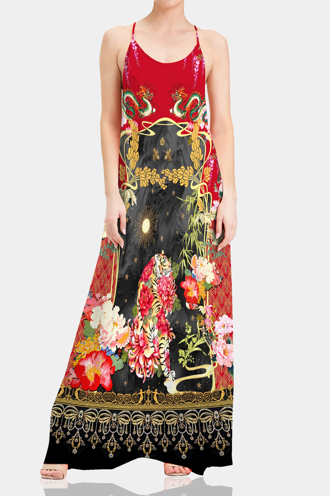 Animal Print Long Camisole Dress Animal Print Long Camisole Dress