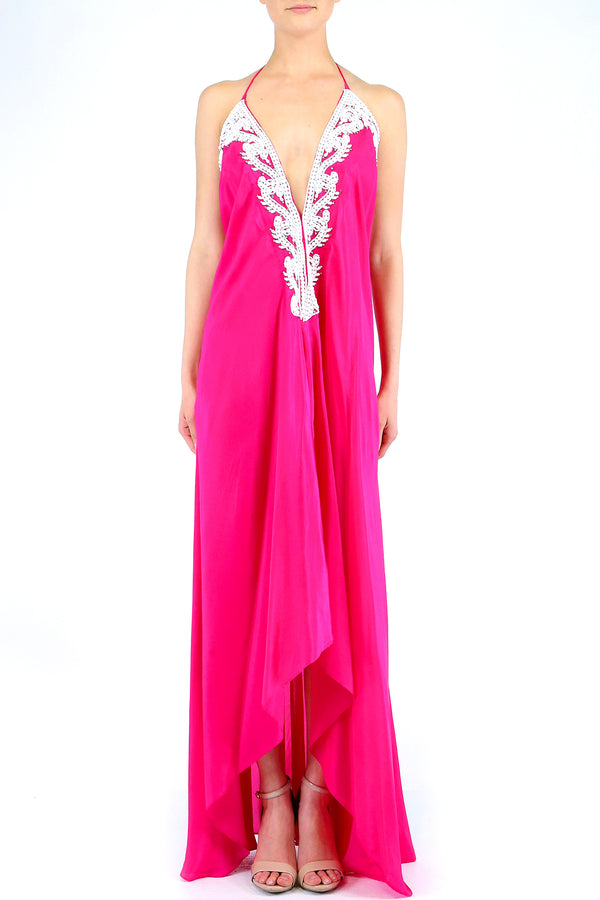  long prom pink dress, formal dresses for women, plunging neckline cocktail dress,