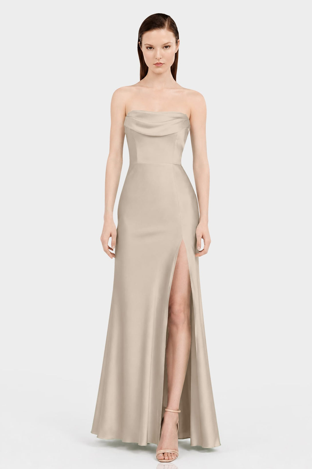bridesmaid dresses satin fabric Taupe Dress Size:10 (Child) ff:bts_07032023 Christmas Movie Favorites Costume line skirt floats off