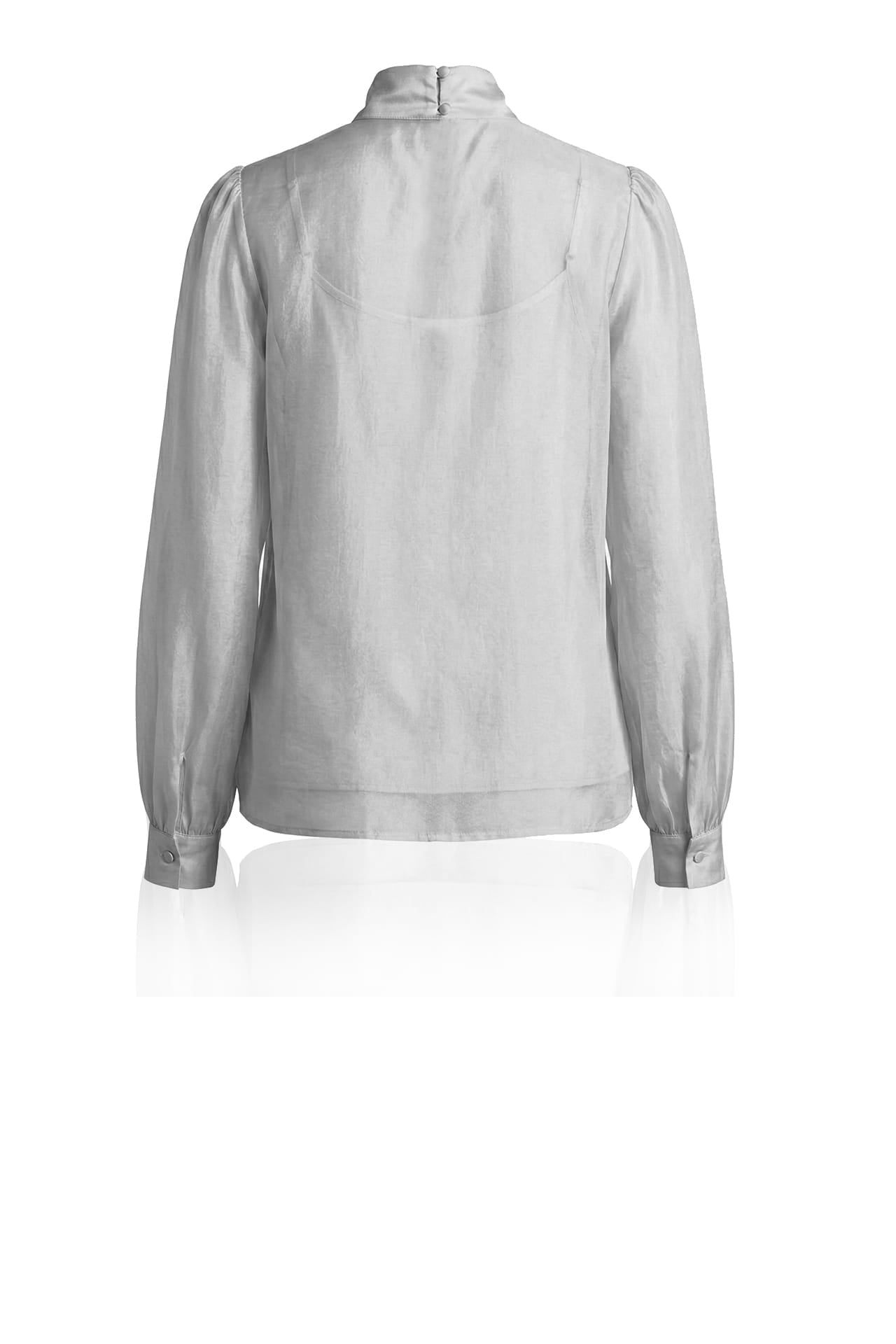 Gray Tie Neck Sheer Organza Shirt for women | Shahida – Shahida 