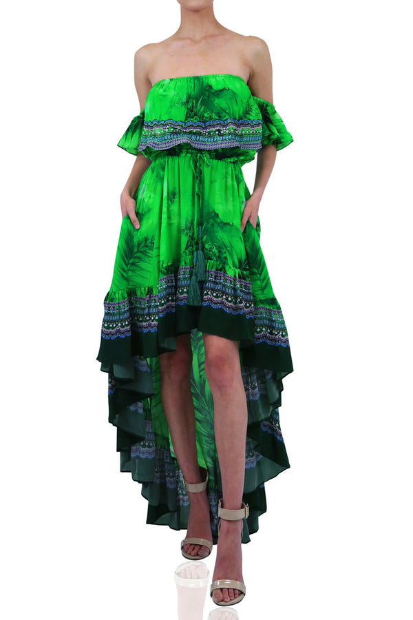  green casual dress, formal dresses for women, plus size maxi dresses, Shahida Parides, high low ruffle dress,