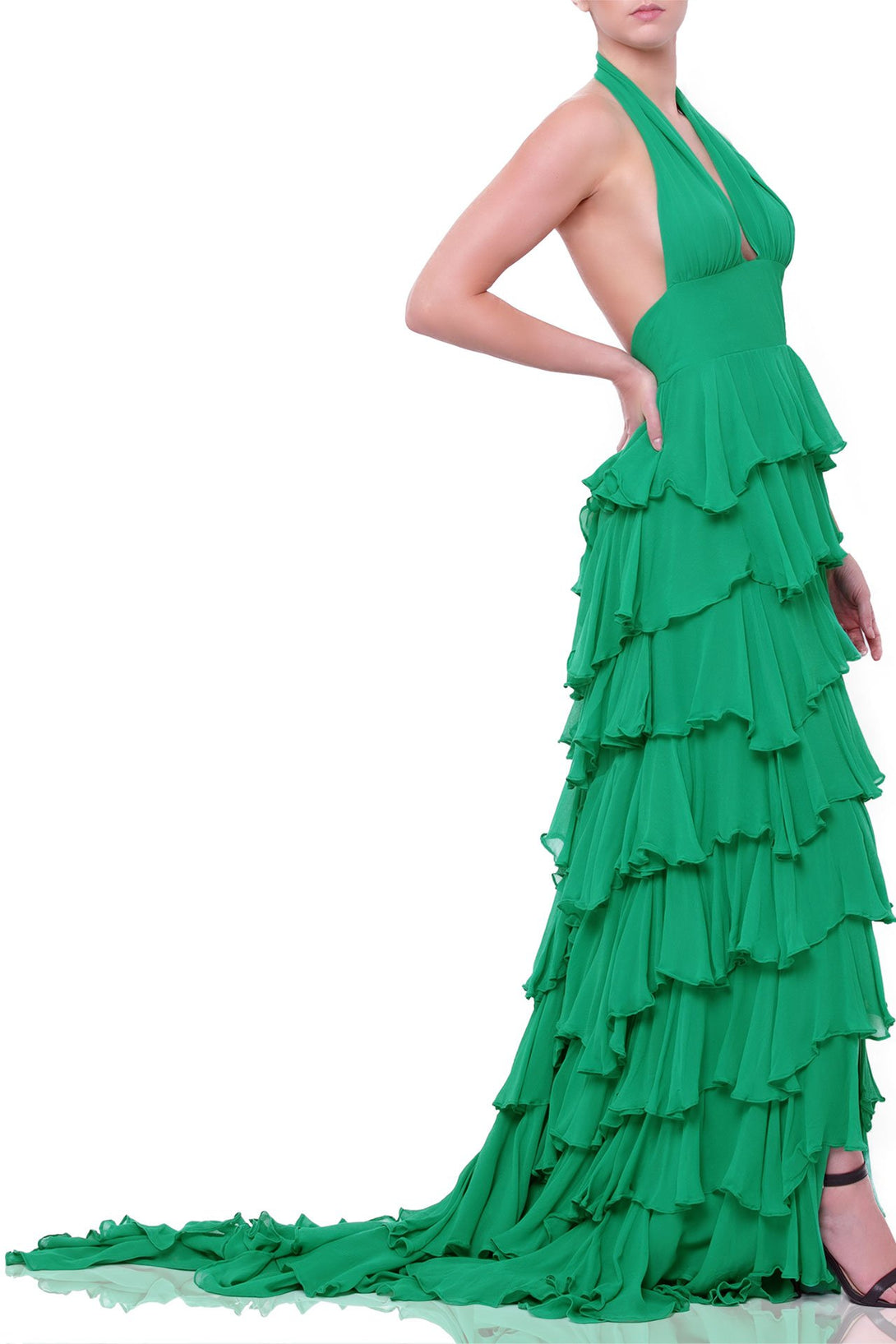  emerald green dresses, deep plunge v neck dress, long dresses for women, tiered ruffle maxi dress,