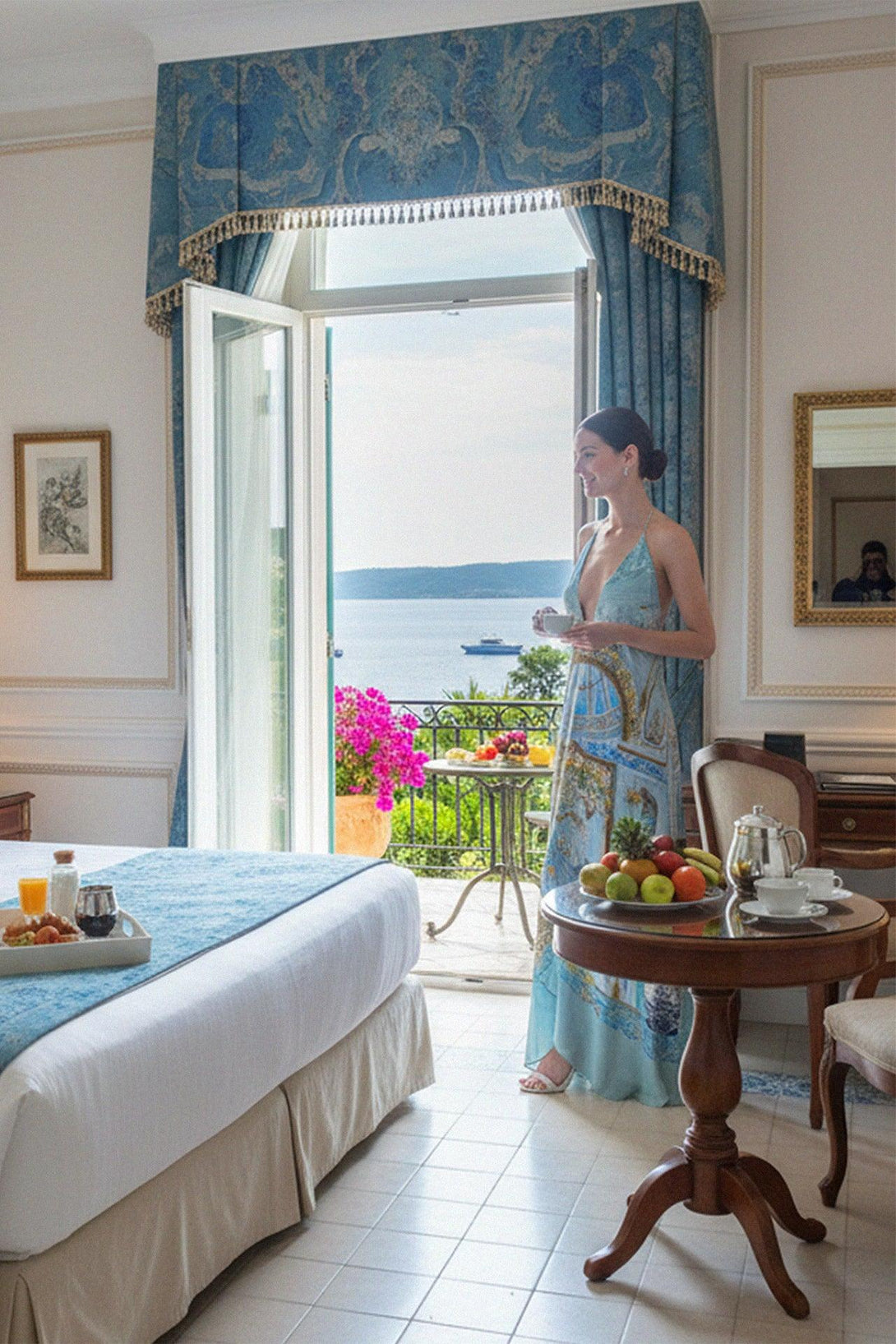 asymmetrical cocktail dress, v neck maxi dress, Shahida Parides, dress with deep plunge,