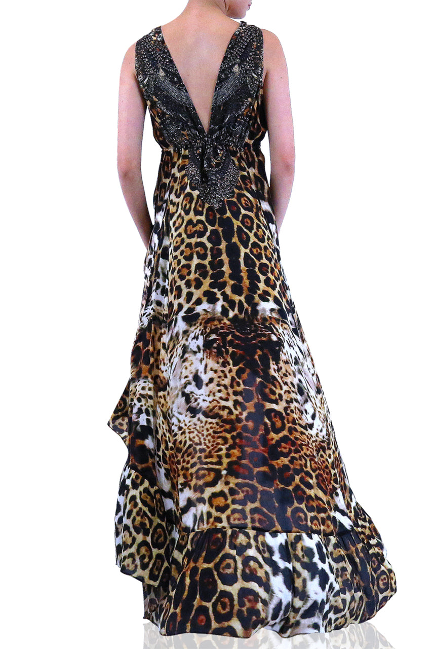 "Shahida Parides" "printed asymmetric dress" "leopard print asymmetric dress" "ladies high low dresses" 