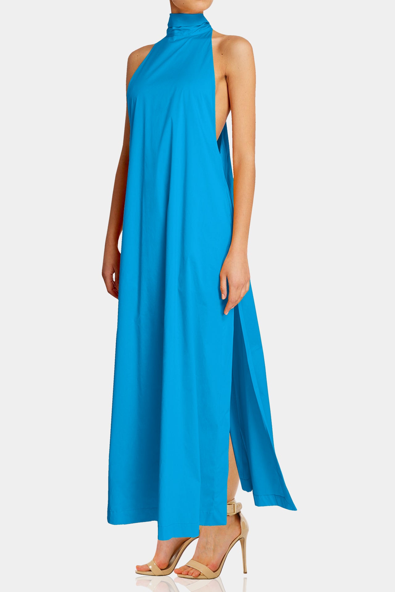 Santorini High-Neck Sleeveless Maxi Dress – Designer Maxi Dress