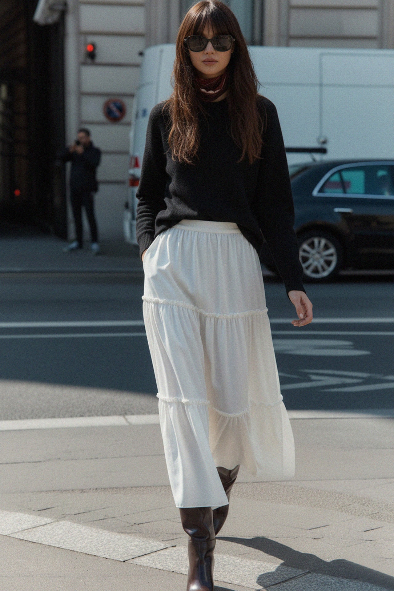 Designer Tiered Skirt For Summer | Flowy Long Skirt - N ea Pari