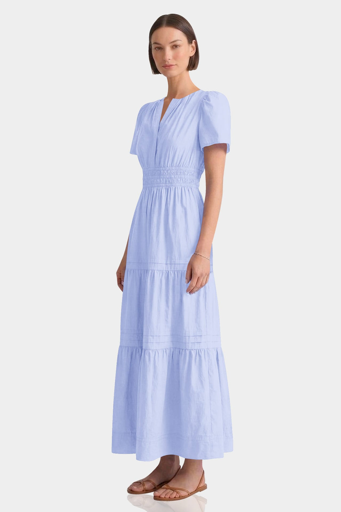 icy blue maxi dress Cotton Tiered baby blue dress