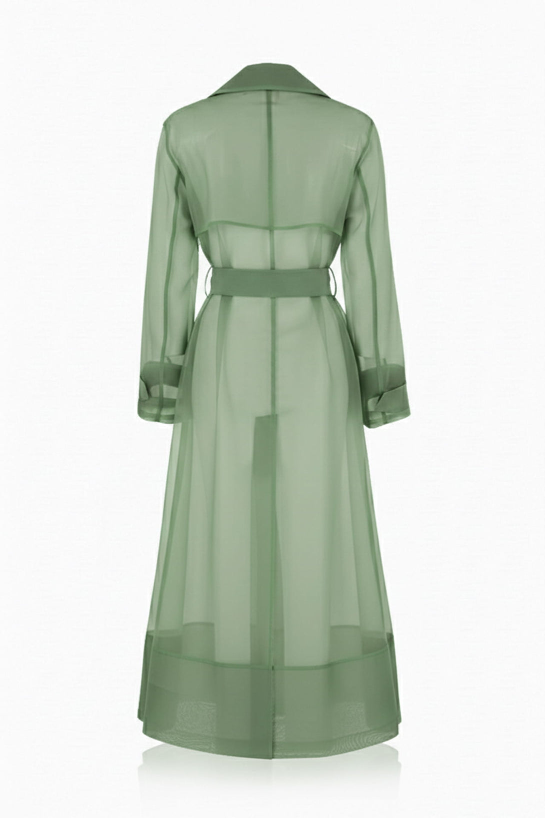 S Sage Green Sheer Silk Trench Coat – Modern lightweight Trench Coat for women