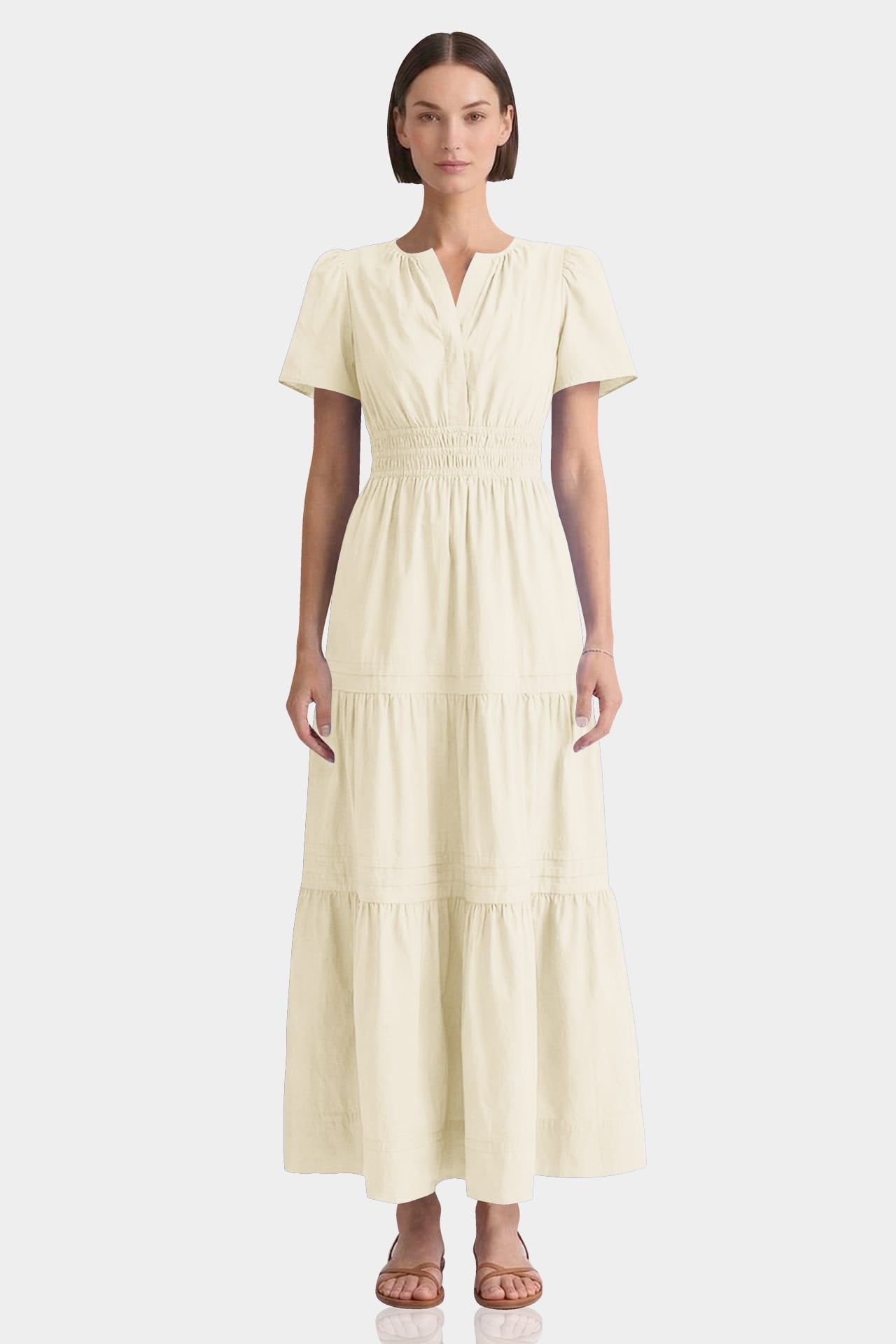 flowy cotton dress Ivory Cotton Poplin Tiered Maxi Dress