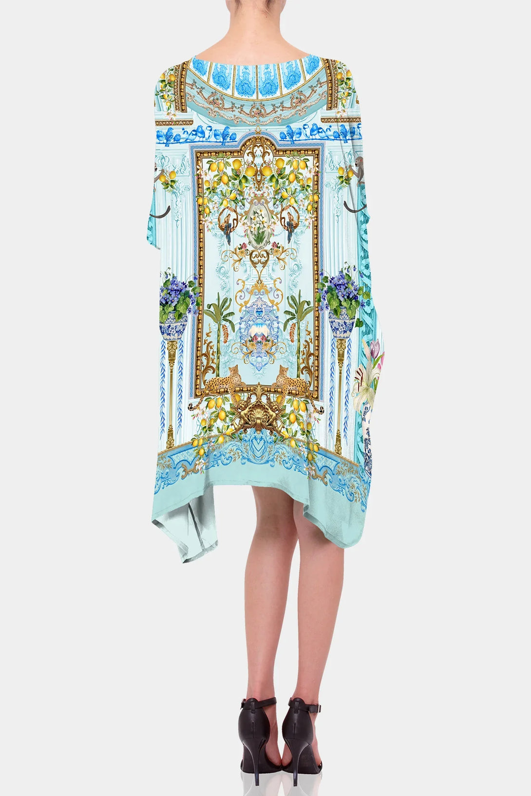 kaftan cocktail dresses Aqua Blue One Shoulder Dress. Cocktail dress by Nuichan