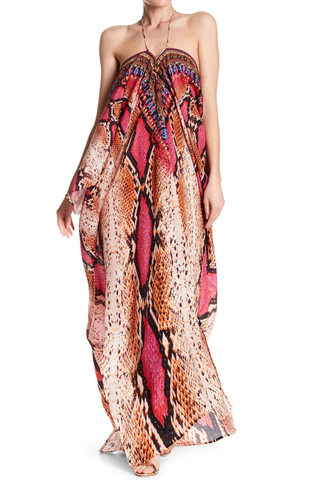 tropical dresses for vacation, cute vacation outfits, Shahida Parides, maxi kaftan,