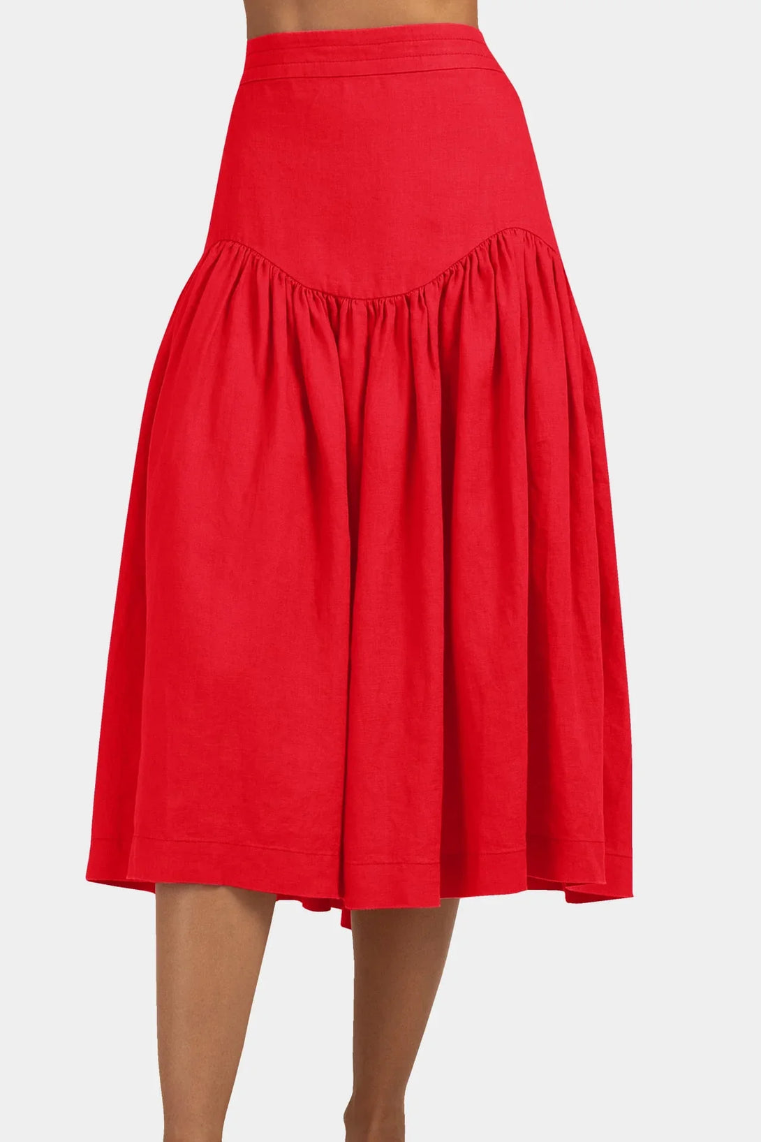  red silk midi skirt, knee length skirts for women, Shahida Parides, knee length skirts,