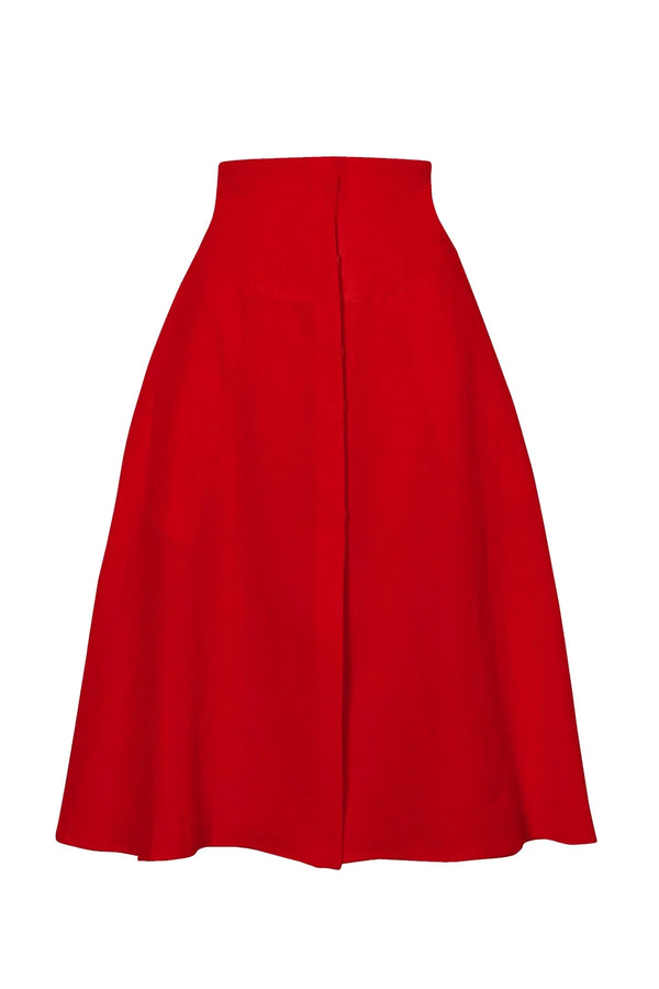 Chili Red Mid Length Skirts For Women