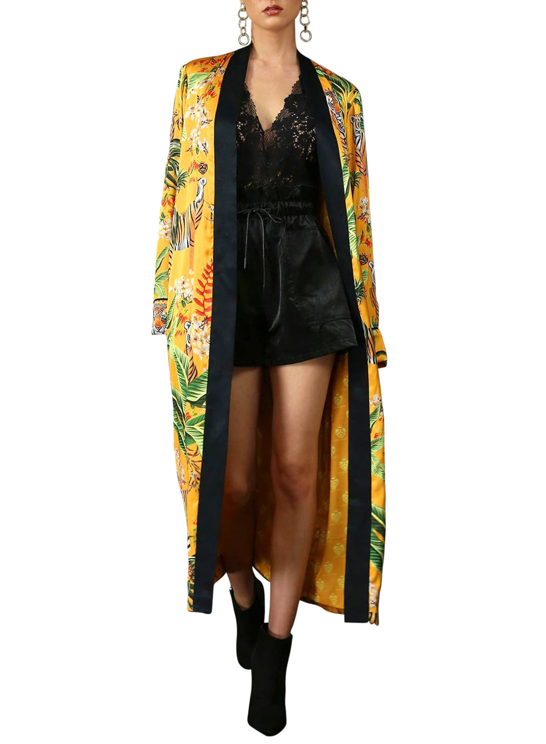 sexy silk robe, Kyle X Shahida, silk kimono robes for women, womens animal print robe, long silk kimono