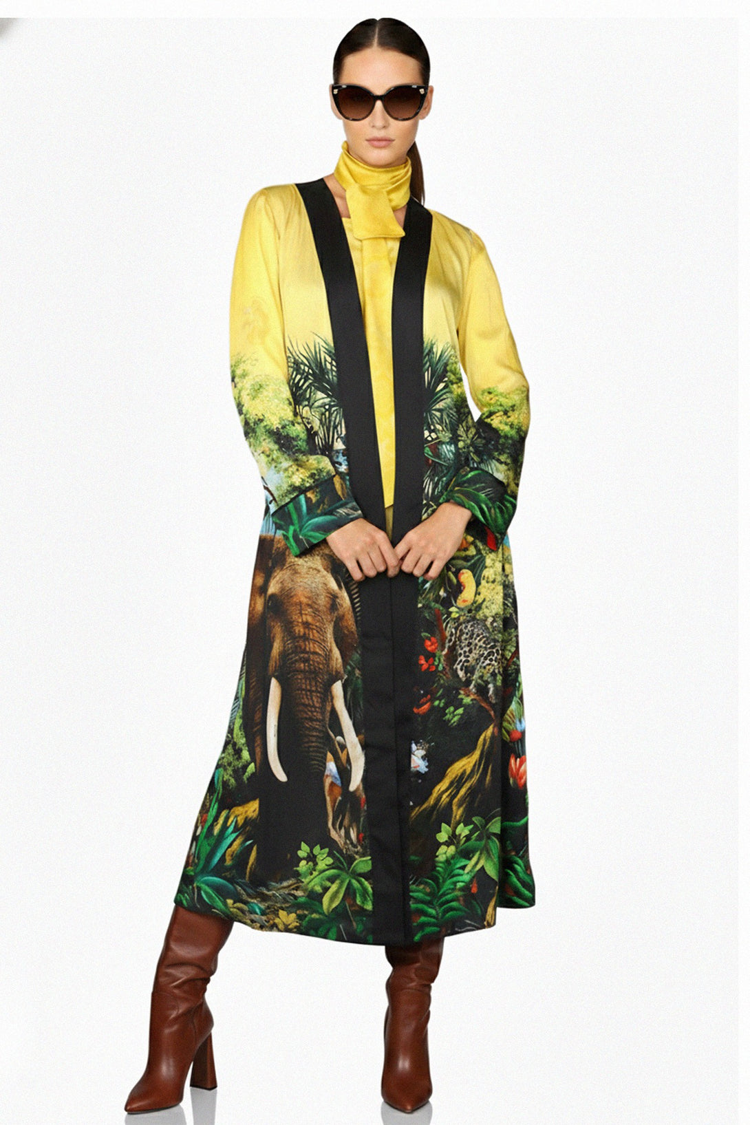 american-woman, netflix-style, womens-silk-kimono, long-kimono-robe, designer-robe, luxury-fashion, summer-robe, celebrity-style, shahida-inspired