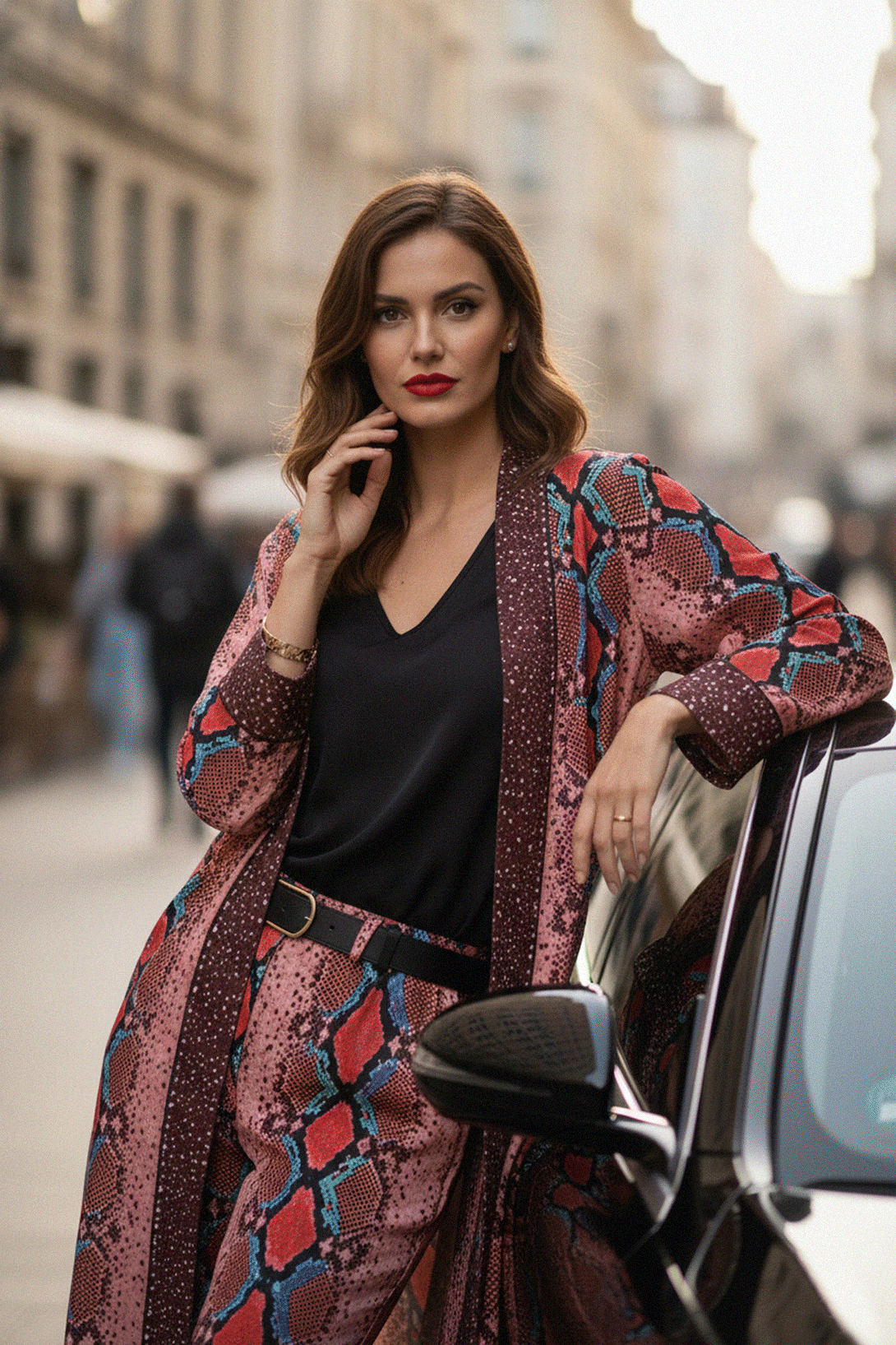 Kyle x Shahida, satin kimono, chic lounge robe, elegant homewear, premium robes women, stylish kimono robe