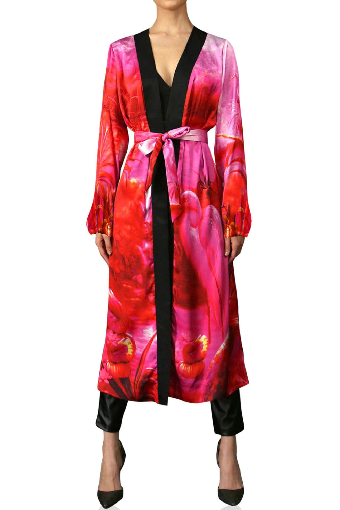 Kyle X Shahida, kimono print, washable silk robe, silk kimono robe womens, hot pink robe silk, Kyle Richards