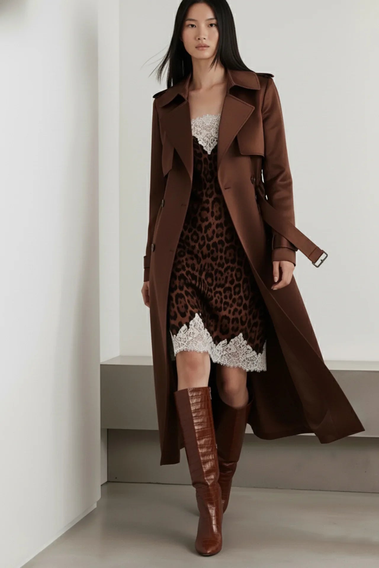 brown lace trim dress Shop Trend 2025 | Lace Trim Cami scalloped eyelash lace trim Color:Black and  Dark Green cape dress Junior bridesmaid dress, Flower