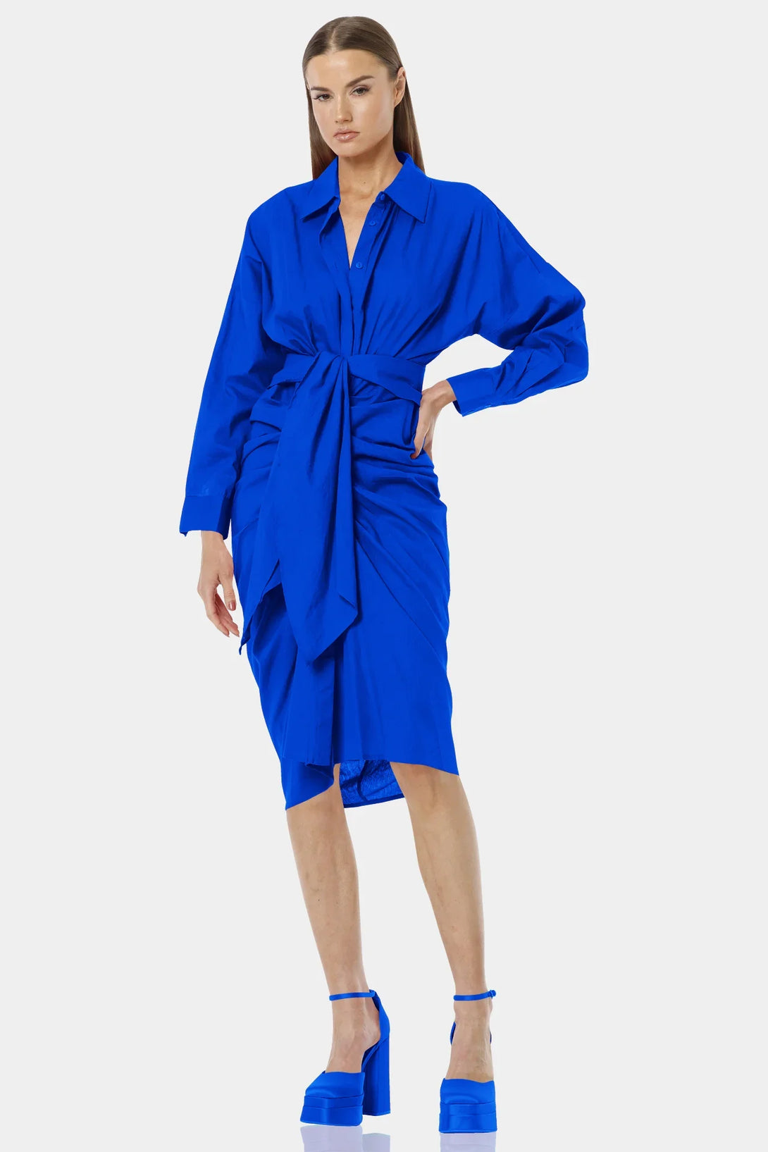 S Designer Royal Blue Shirt Dress S Designer Royal Blue Shirt Dress