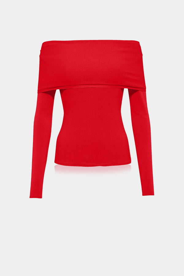 Red Shoulderless Tops