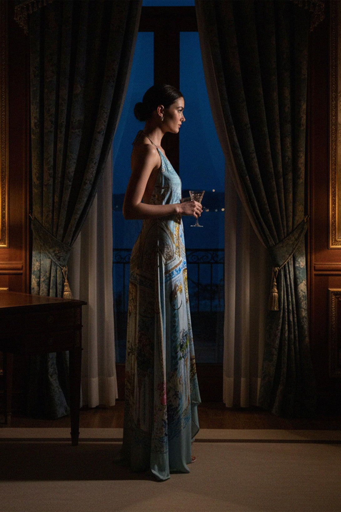 Shahida Parides, deep v neck dresses, formal high low dress, asymmetrical cocktail dress,