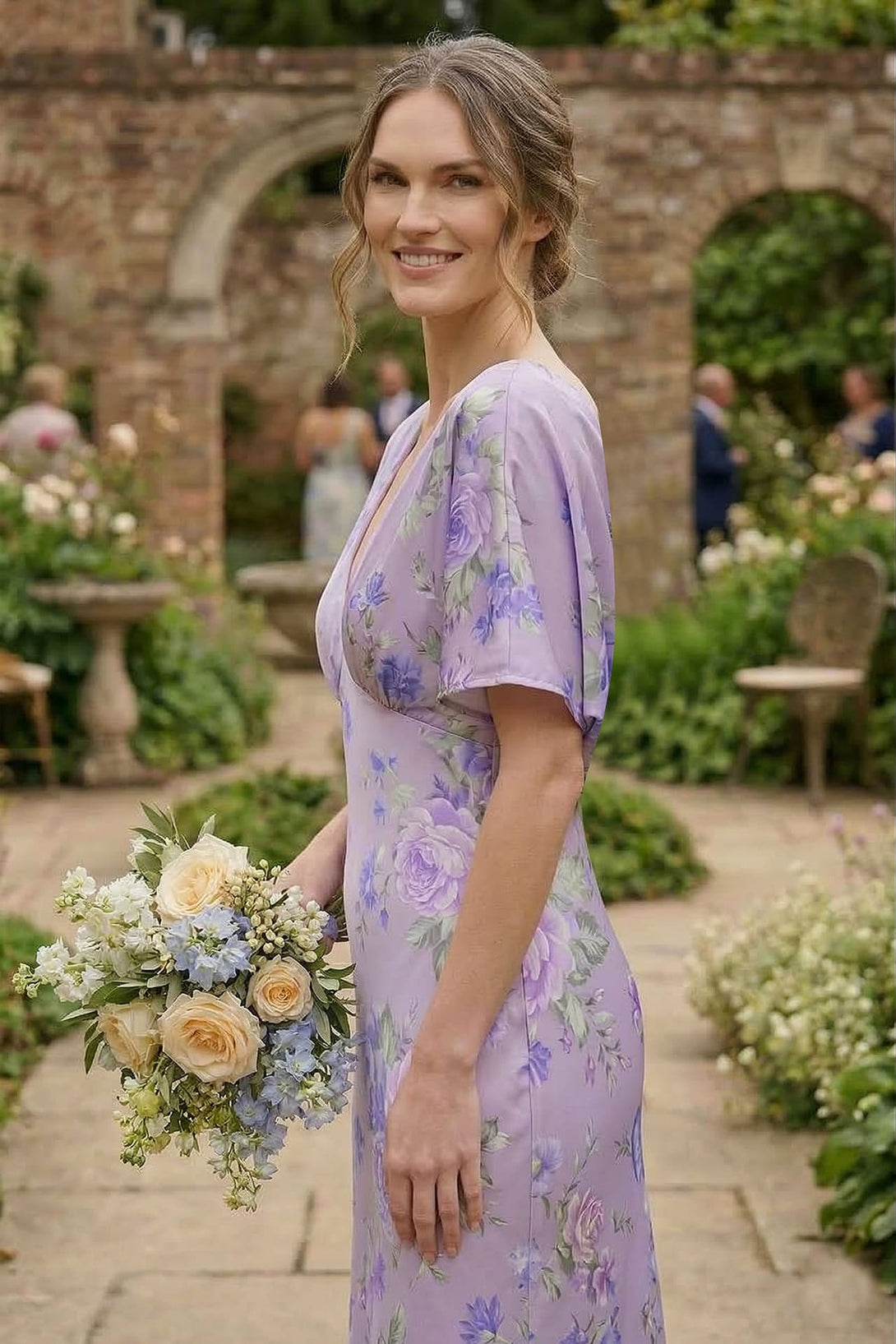 Lavender Floral Satin Bridesmaid & Wedding Guest Dress | Shahida Shahida Parides Lavender Floral Satin Bridesmaid & Wedding Guest Dress | Shahida Shahida Parides