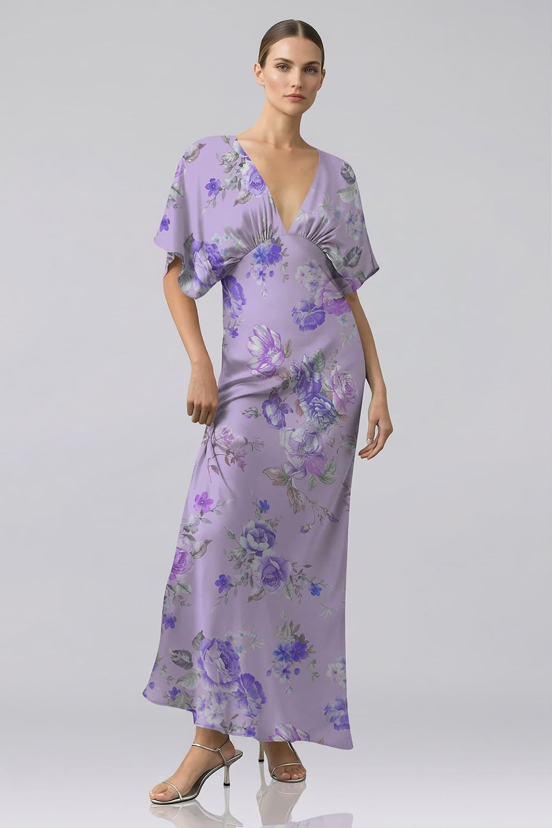 Lavender Floral Satin Bridesmaid & Wedding Guest Dress | Shahida Shahida Parides Lavender Floral Satin Bridesmaid & Wedding Guest Dress | Shahida Shahida Parides
