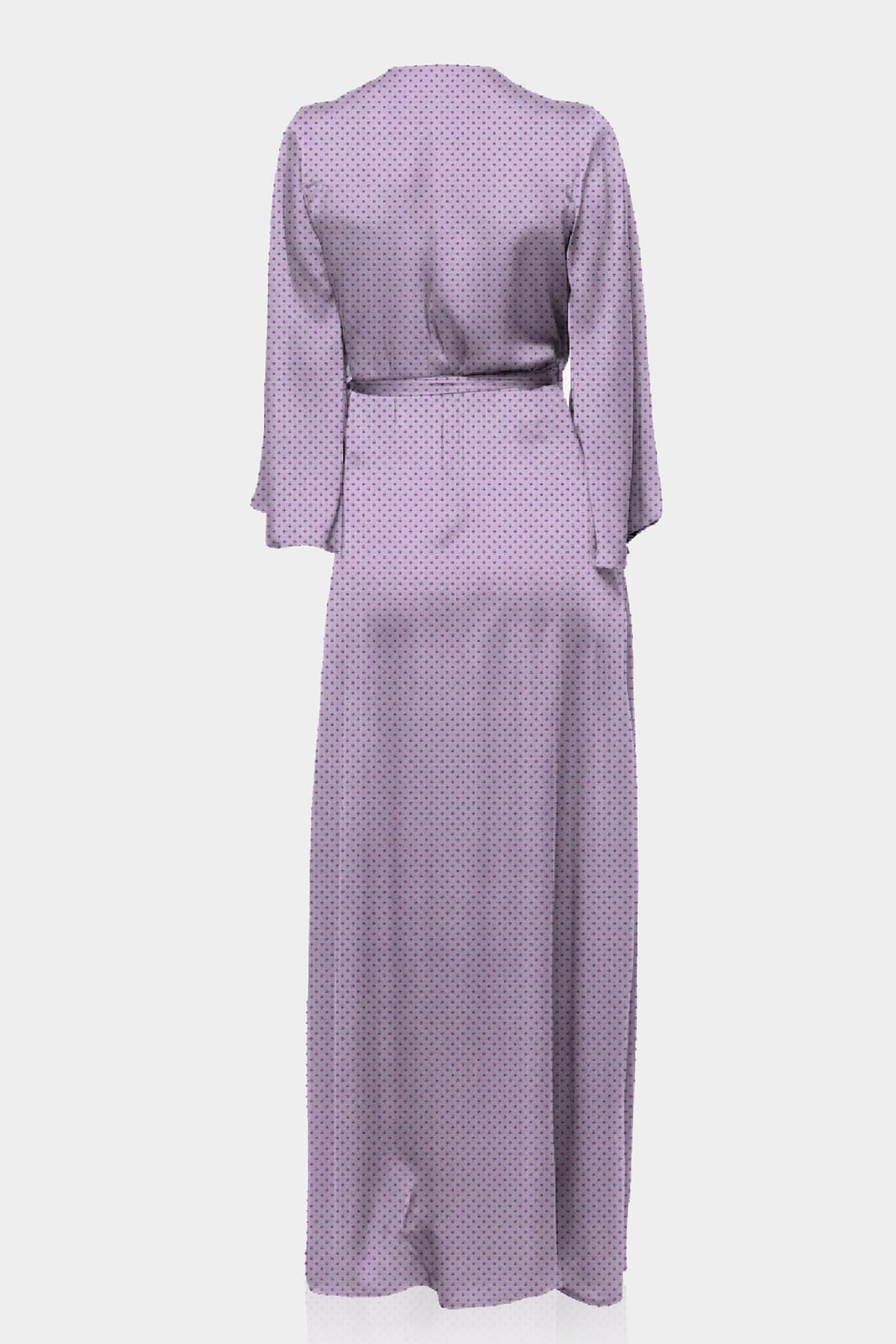 Standard / S Lavender Polka Dot Satin V-Neck Wrap Maxi Dress for Wedding Guests