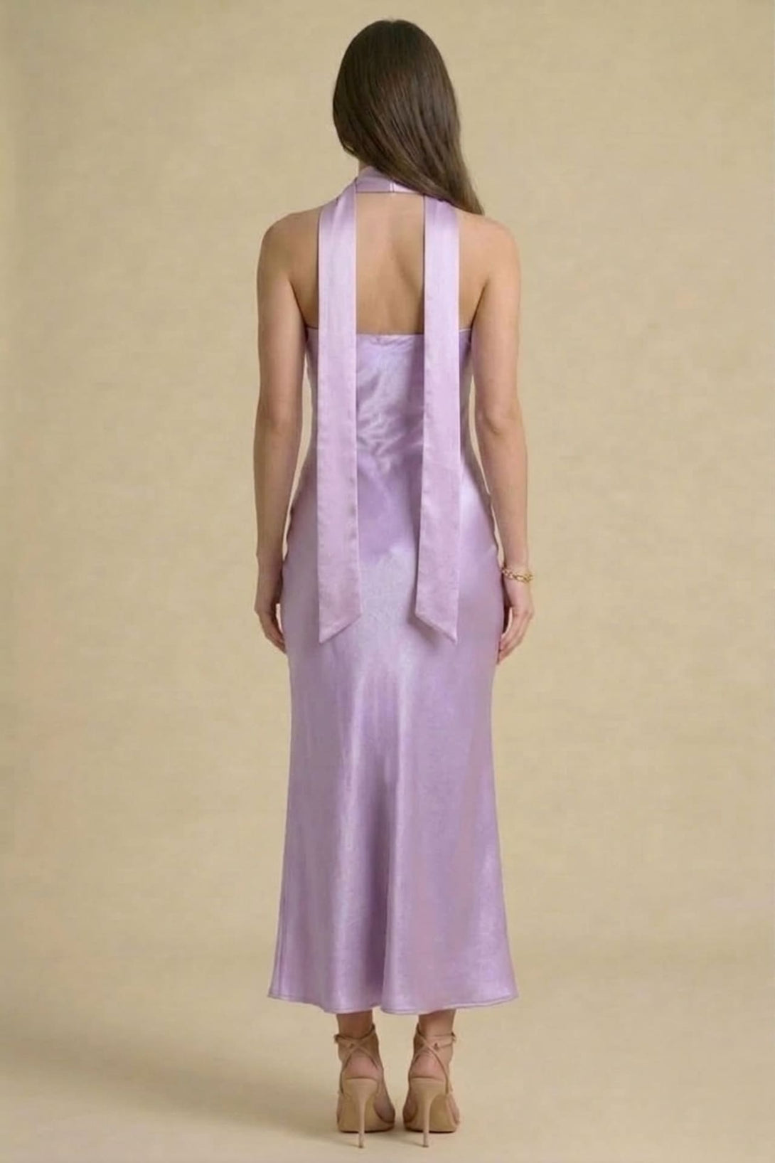 lavender silk bridesmaid dresses S Lavender Strapless Satin Midi Bridesmaid Dress for Wedding