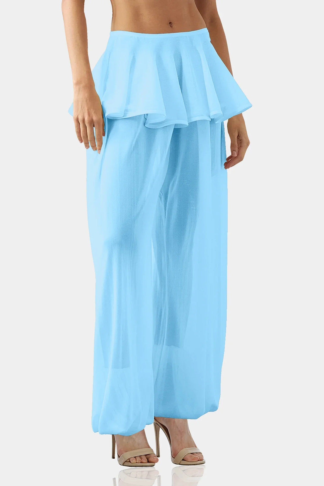 ruffle layered pants,
ruffle pants at the bottom,
ruffles on pants,
Shahida Parides,