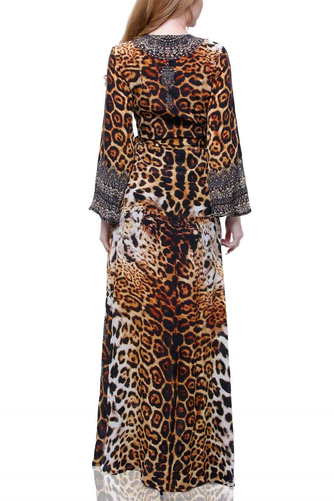 "wrap front maxi dress" "sleopard print dress wrap" "animal print wrap dress" "Shahida Parides"