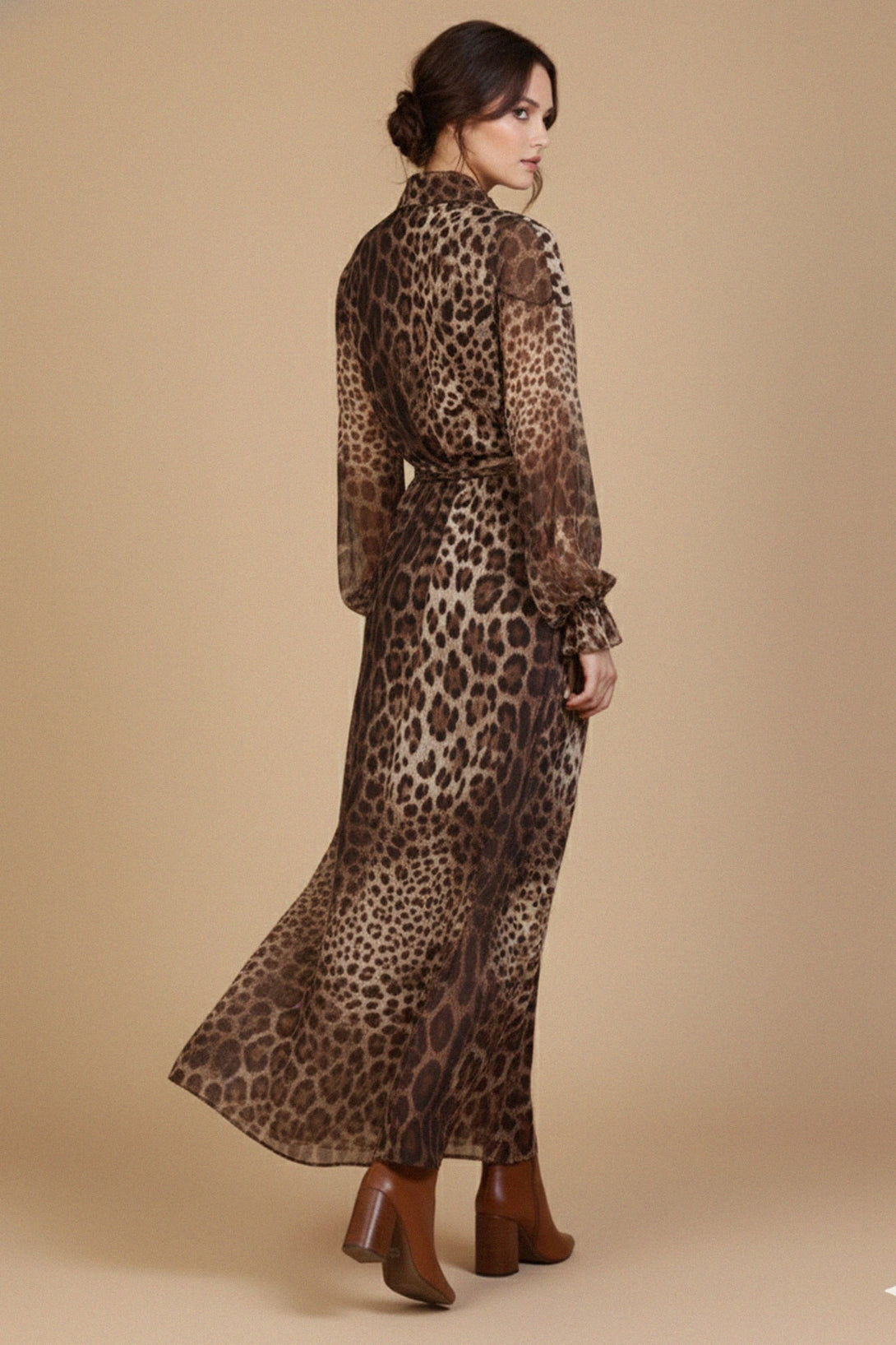 luxurious leopard print double-breasted trench, shahida