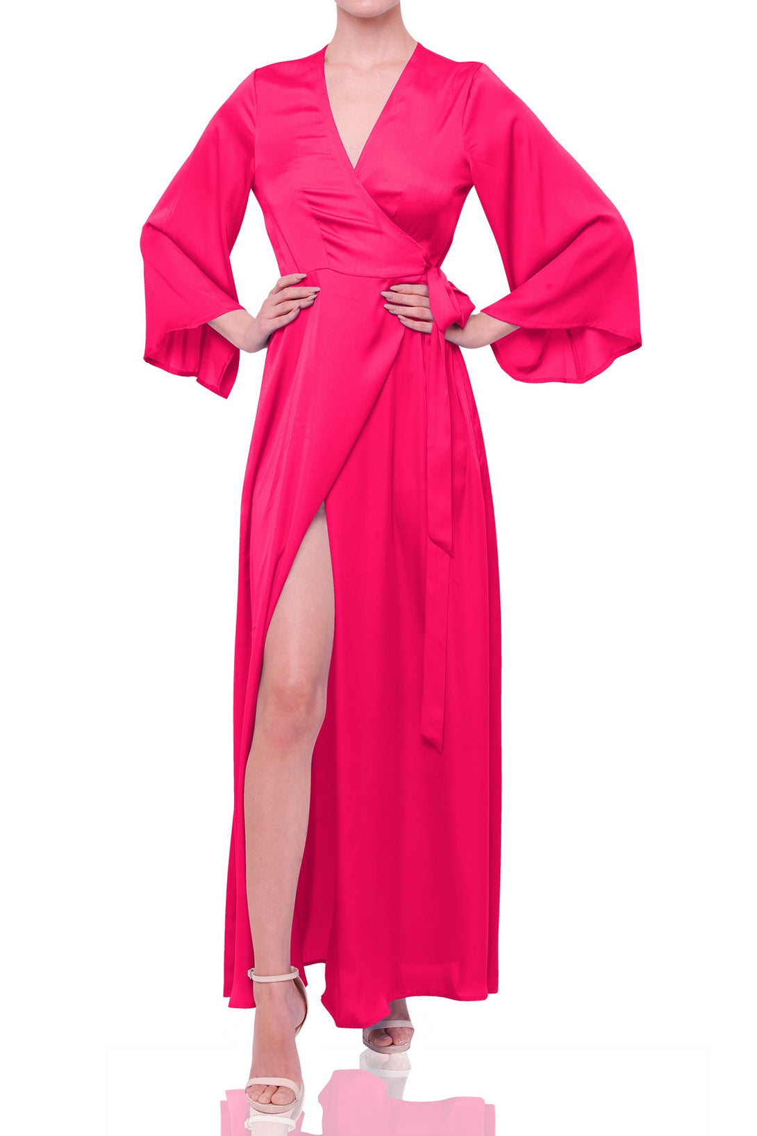 summer satin maxi dress Fuchsia Maxi Dress for Women