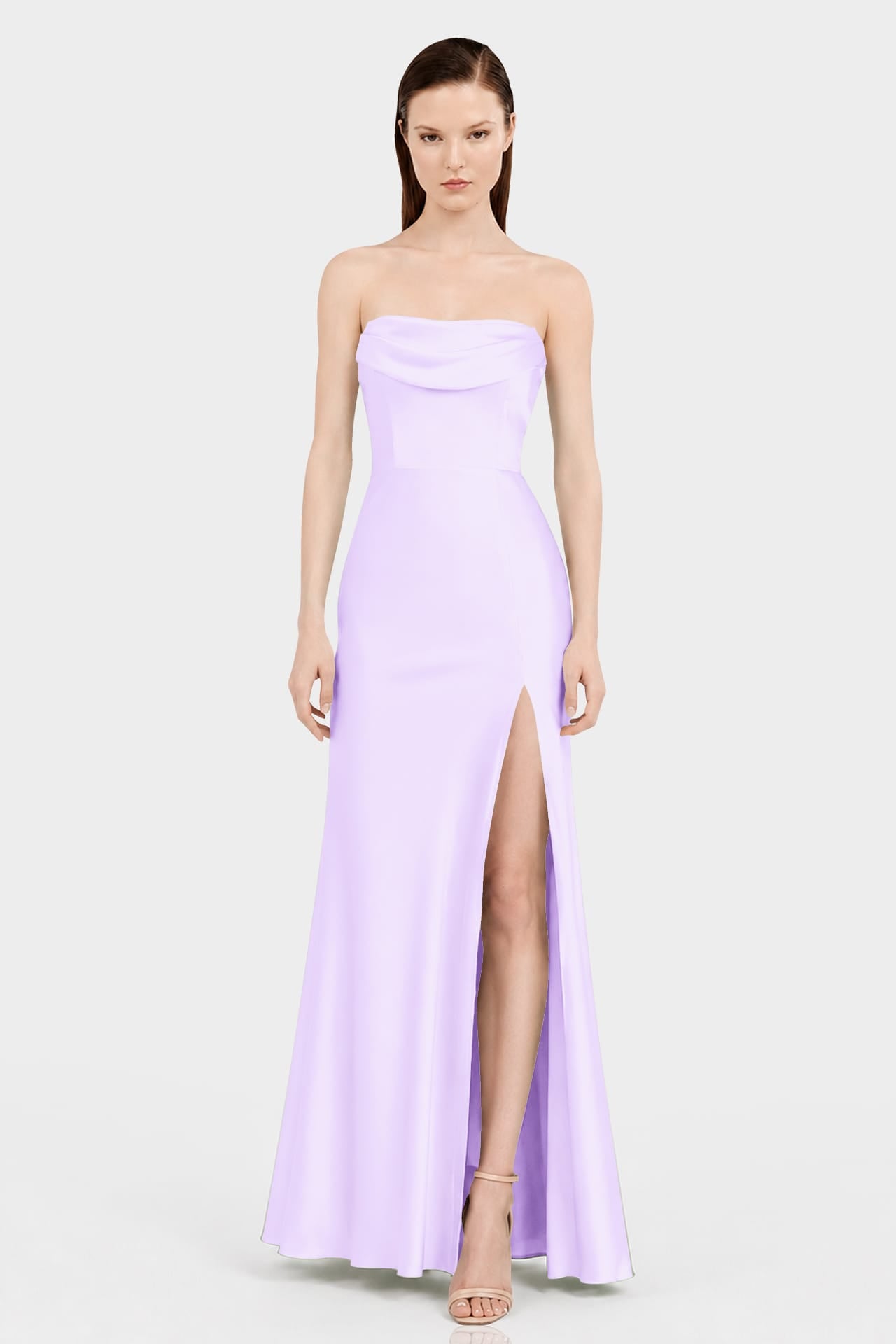 S Strapless Multiway Formal Dress with Side Slit in Lilac – Garden Wedding Dress