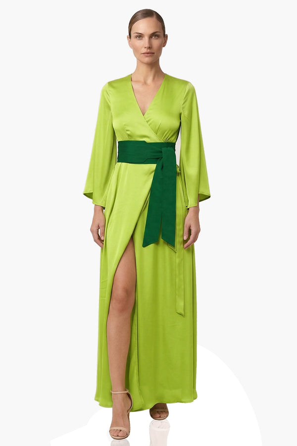 S Zesty Green Wrap Dress for Destination Weddings