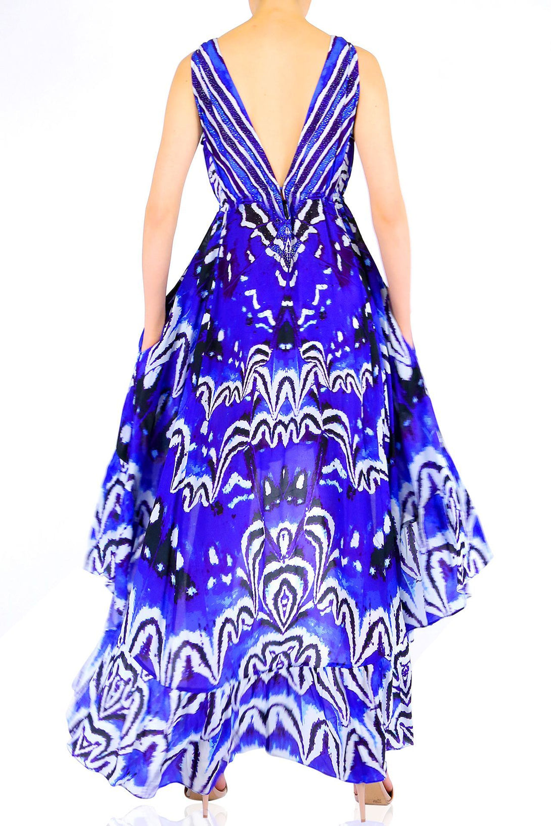  long blue formal dresses, long summer dresses for women, Shahida Parides, asymmetrical dress formal,