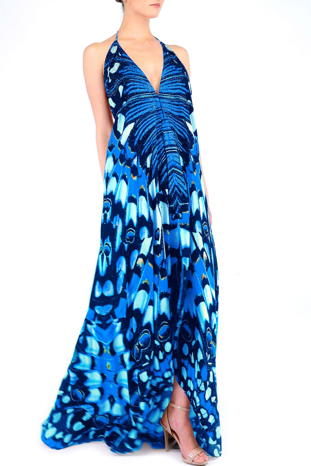   blue formal dresses long, long summer dresses for women, plunge neck cocktail dress, Shahida Parides,