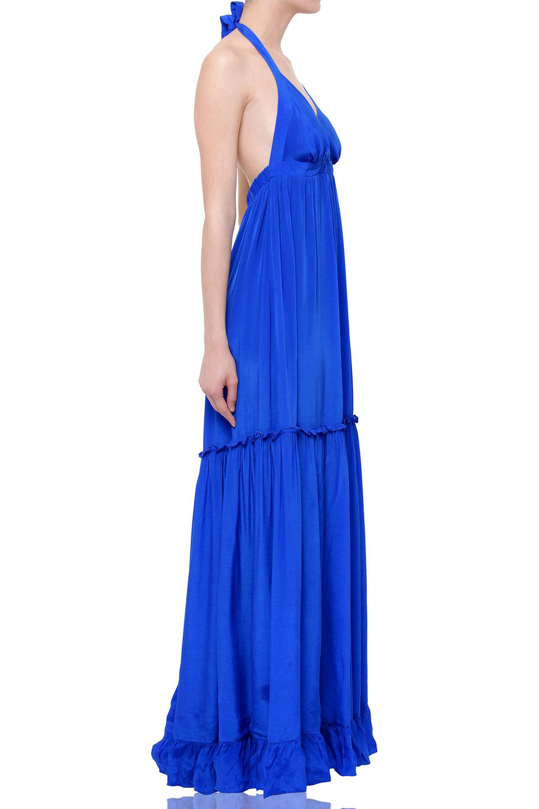  long blue dress formal, summer maxi dresses for women, plunging v neck formal dress,